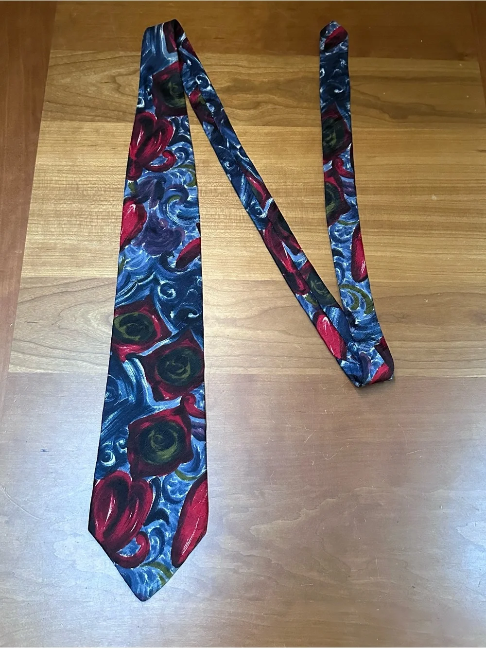 Bugatti Abstract Floral Silk Tie in Red and Blue